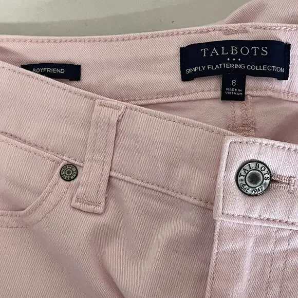 Talbots Factory Simply Flattering BOYFRIEND Jeans Size 6 Pink Denim Mid Rise - Picture 6 of 8